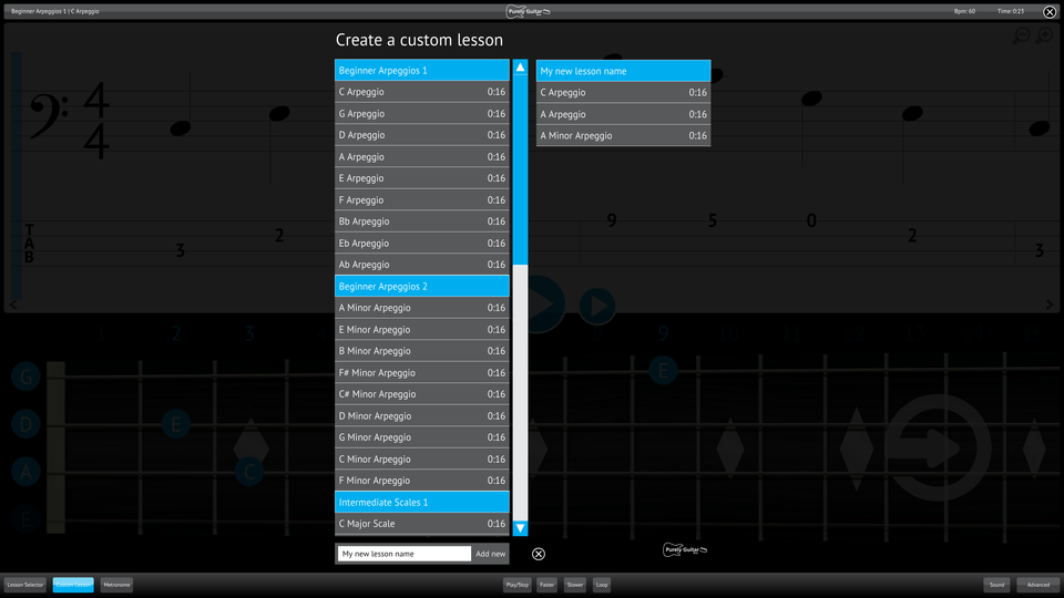 Purely Bass Guitar Screenshot Custom Lesson