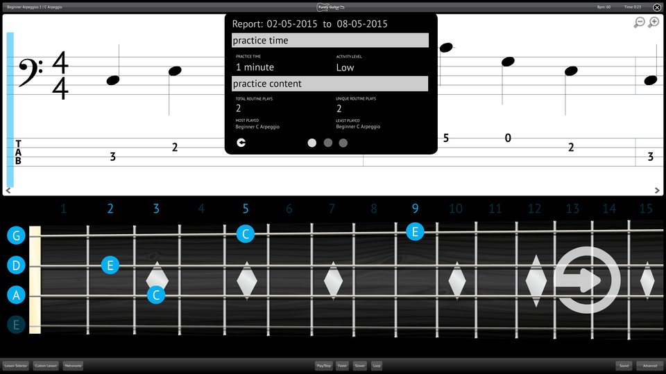 Purely Bass Guitar Screenshot Reporting Measuring Progress